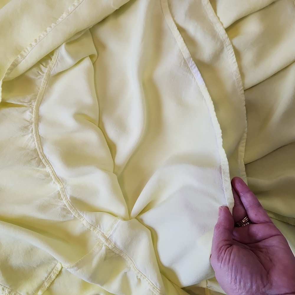 Anthropologie Pale Yellow Tiered Midi Dress - Picture 6 of 9